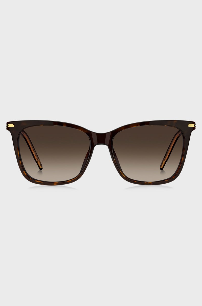 Hugo Boss Montura para gafas graduadas de acetato Habana con lentes oscuras de clip Envío gratis