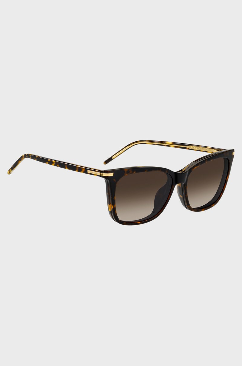 Hugo Boss Montura para gafas graduadas de acetato Habana con lentes oscuras de clip Envío gratis