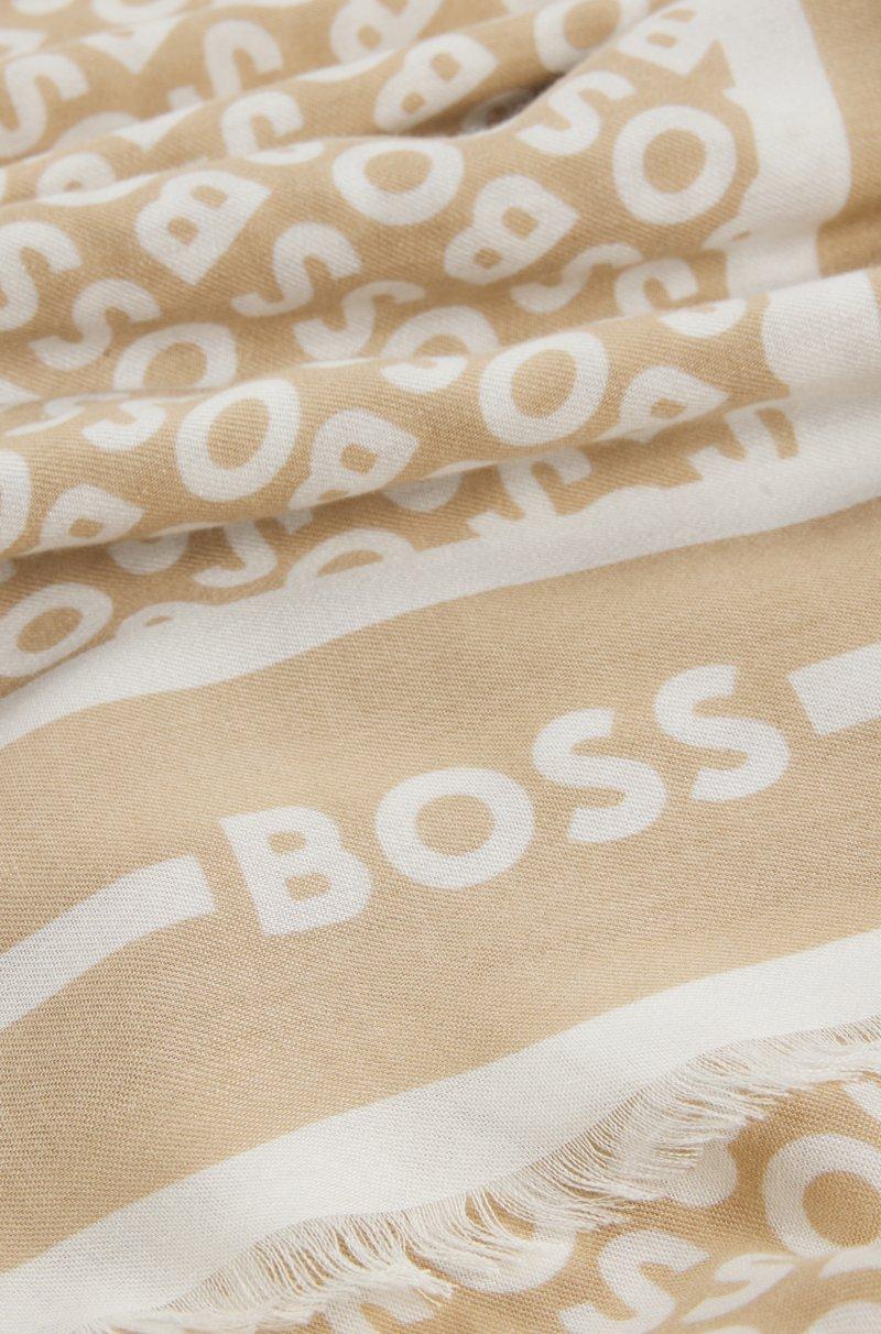 Hugo Boss Pañuelo de modal y seda con logo estampado Último día