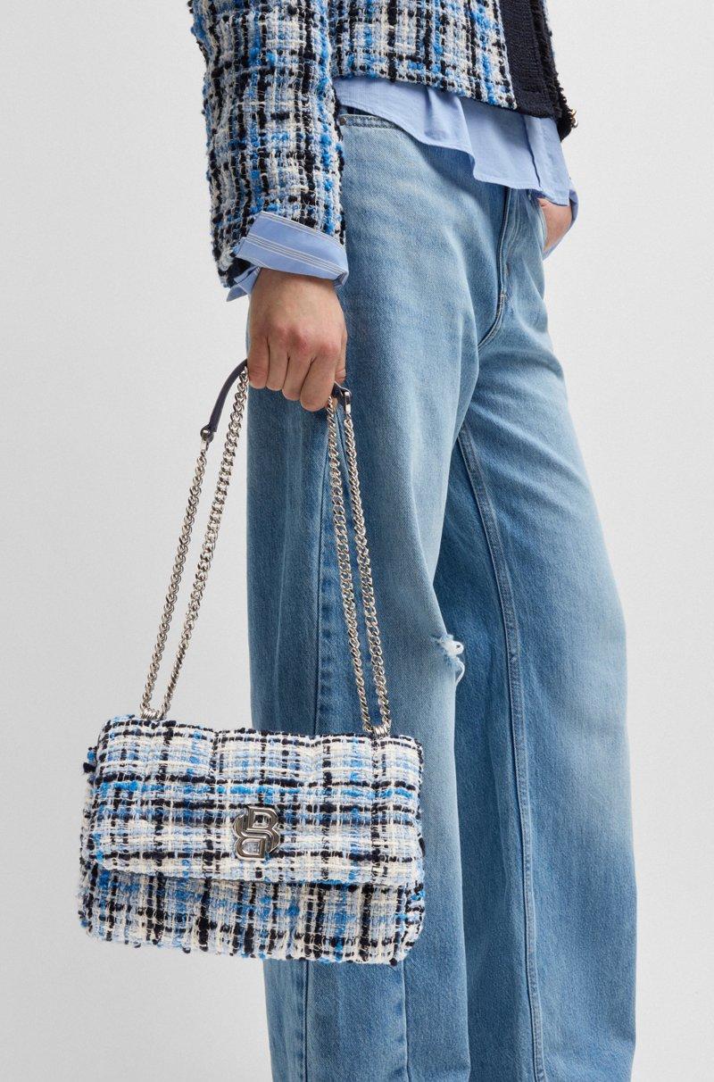 Hugo Boss Bolso bandolera de tweed multicolor con monograma Double B Solo hoy