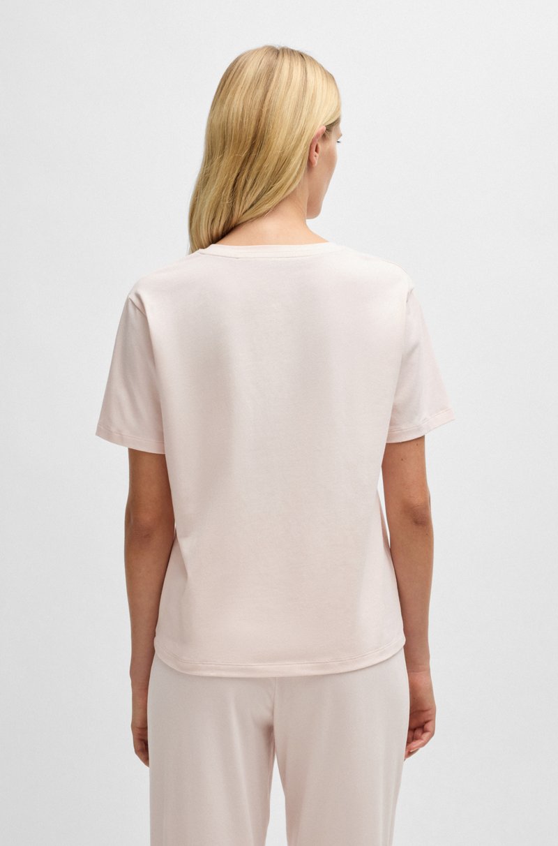 Hugo Boss Camiseta de pijama en punto de algodón elástico con logo estampado Superdescuento