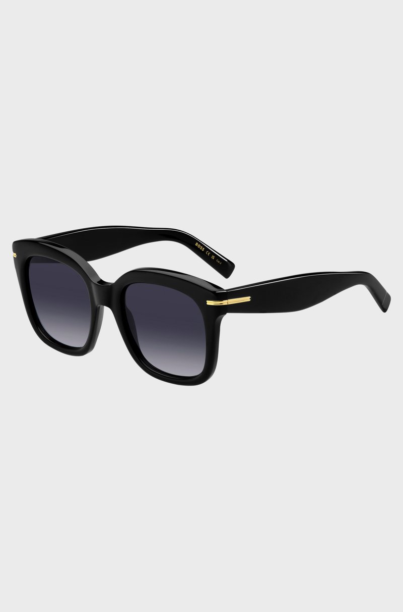 Hugo Boss Gafas de sol de acetato negro con bisagras en tono dorado Oferta exclusiva