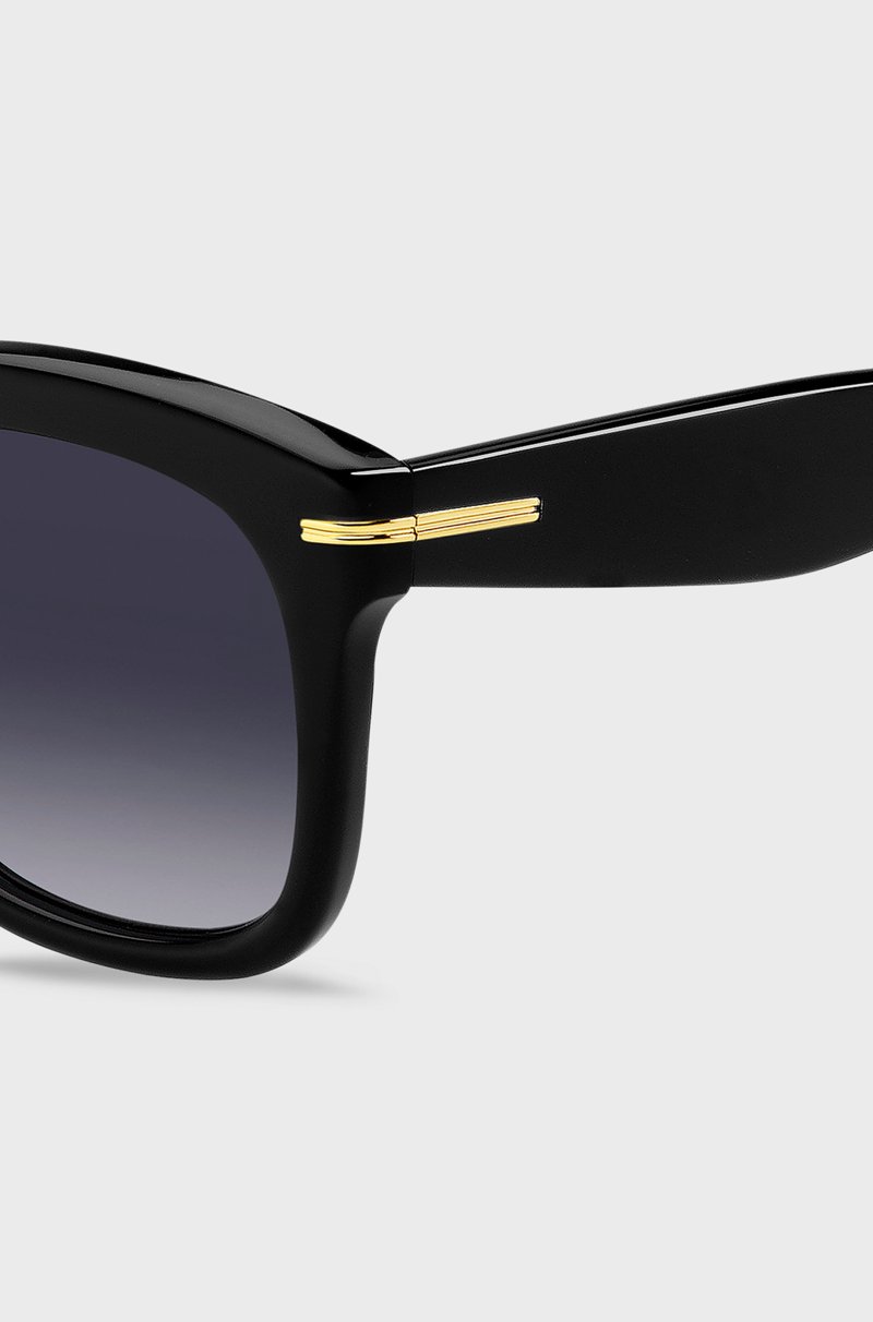 Hugo Boss Gafas de sol de acetato negro con bisagras en tono dorado Oferta exclusiva