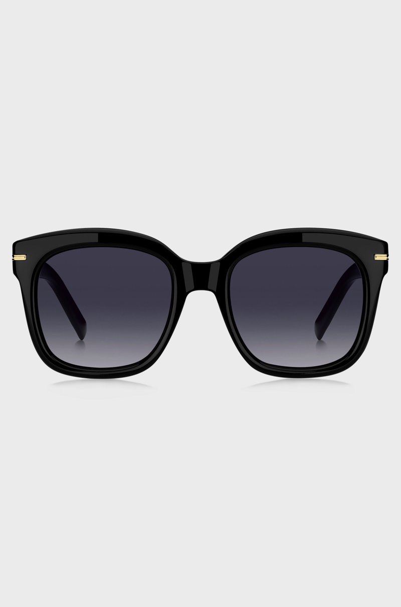 Hugo Boss Gafas de sol de acetato negro con bisagras en tono dorado Oferta exclusiva