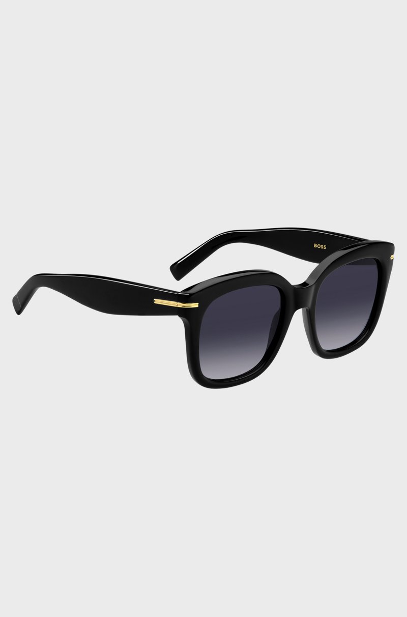 Hugo Boss Gafas de sol de acetato negro con bisagras en tono dorado Oferta exclusiva