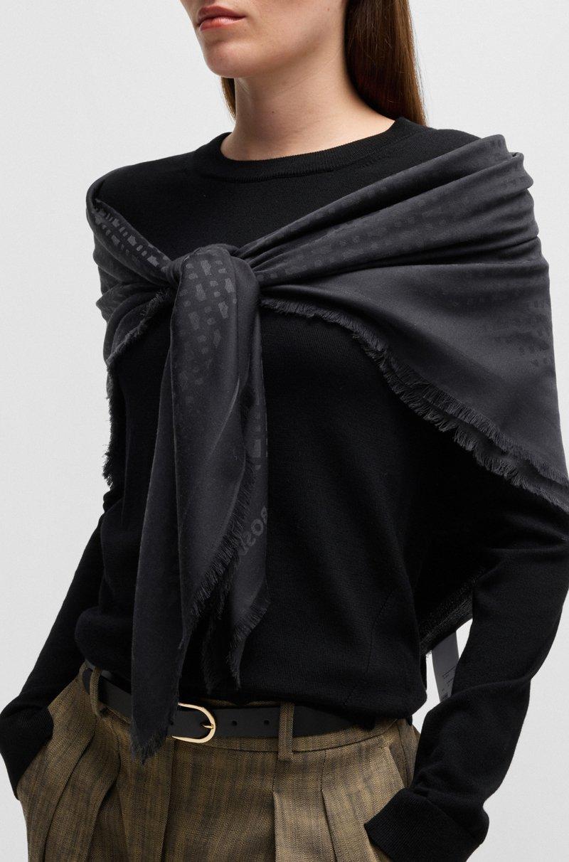 Hugo Boss Pañuelo con monogramas en jacquard de modal y lana Última moda