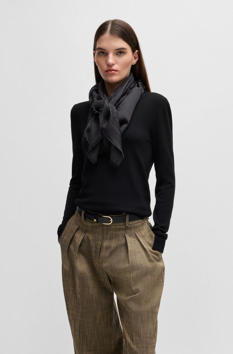 Hugo Boss Pañuelo con monogramas en jacquard de modal y lana Última moda