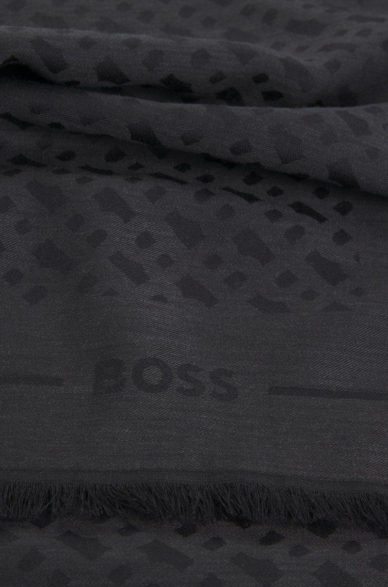 Hugo Boss Pañuelo con monogramas en jacquard de modal y lana Última moda