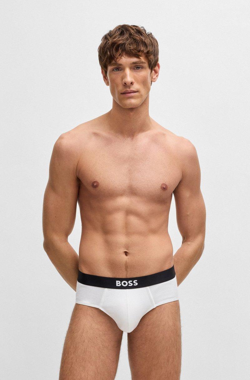 Hugo Boss Paquete de tres calzoncillos slip de algodón elástico con logo en la cintura Grandes ahorros