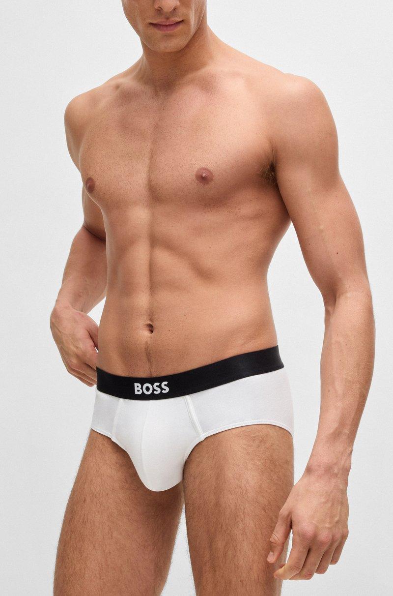 Hugo Boss Paquete de tres calzoncillos slip de algodón elástico con logo en la cintura Grandes ahorros