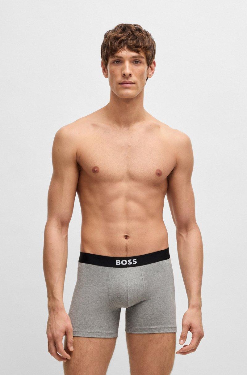 Hugo Boss Paquete de tres calzoncillos bóxer en algodón elástico con logos Precio ultrabajo