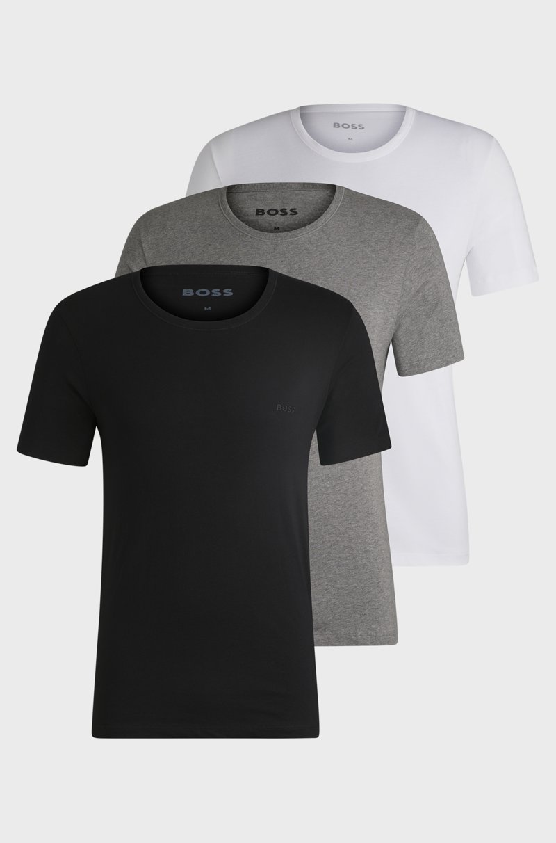 Hugo Boss Paquete de tres camisetas de algodón con logo bordado