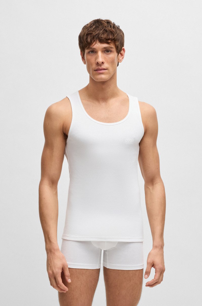Hugo Boss Paquete de tres camisetas de tirantes de algodón con logo bordado Outlet