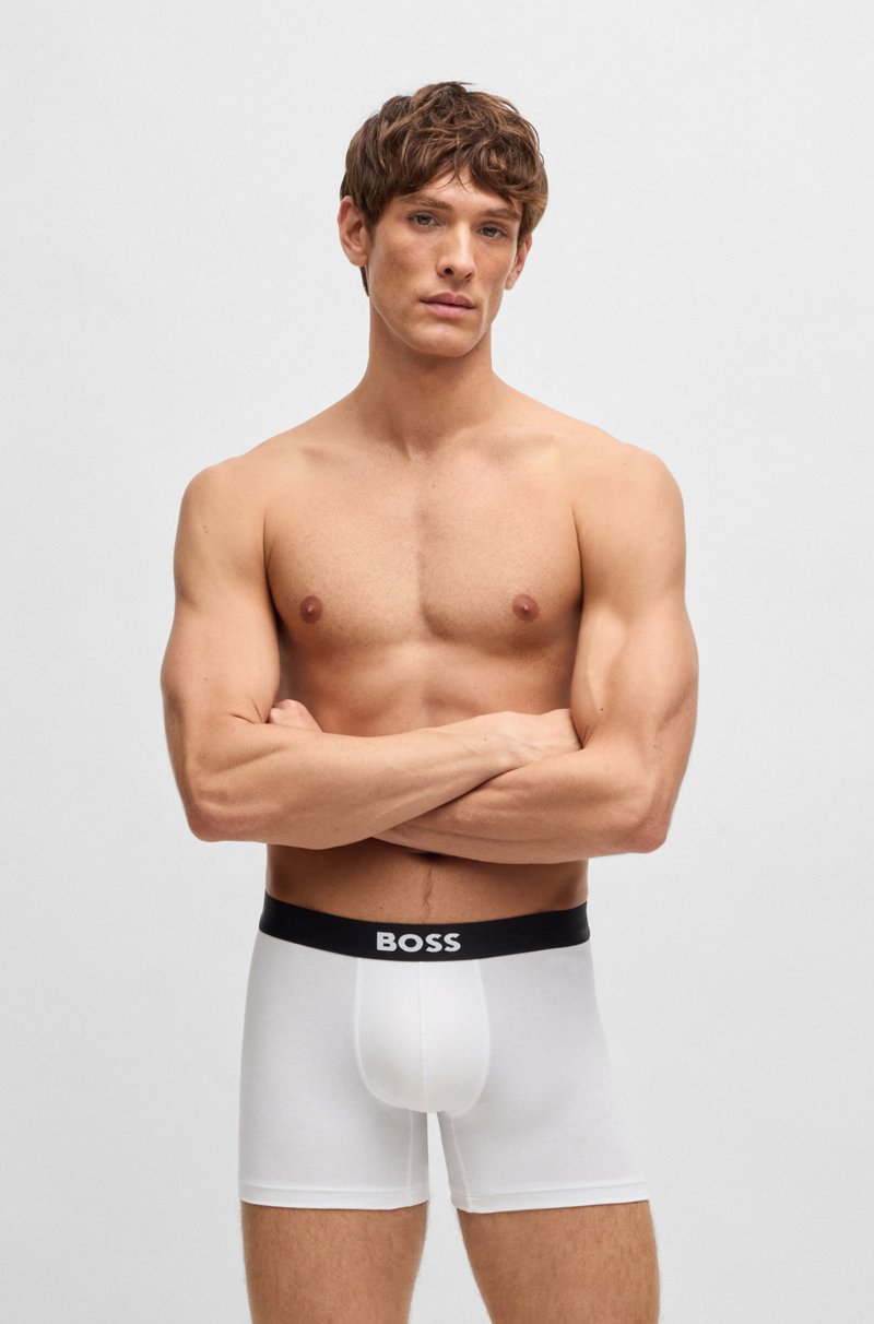 Hugo Boss Paquete de tres calzoncillos bóxer en algodón elástico con logos Outlet online