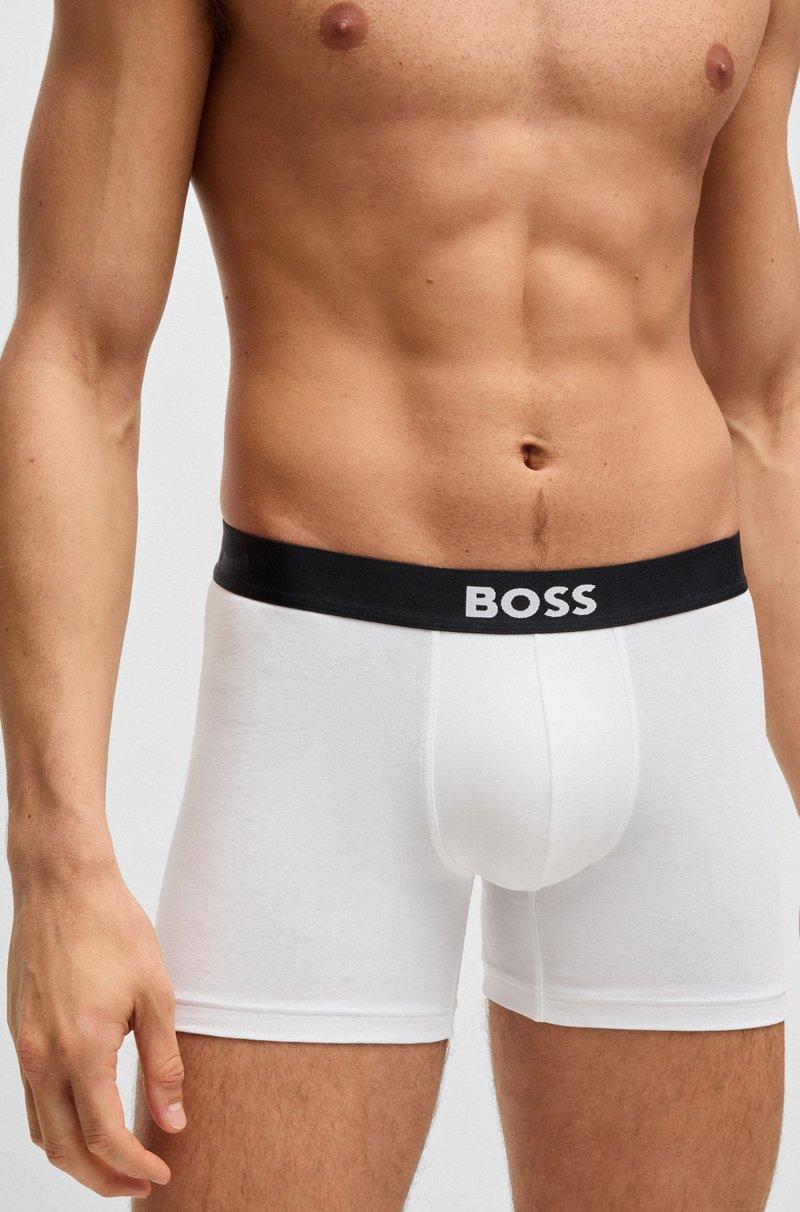 Hugo Boss Paquete de tres calzoncillos bóxer en algodón elástico con logos Outlet online