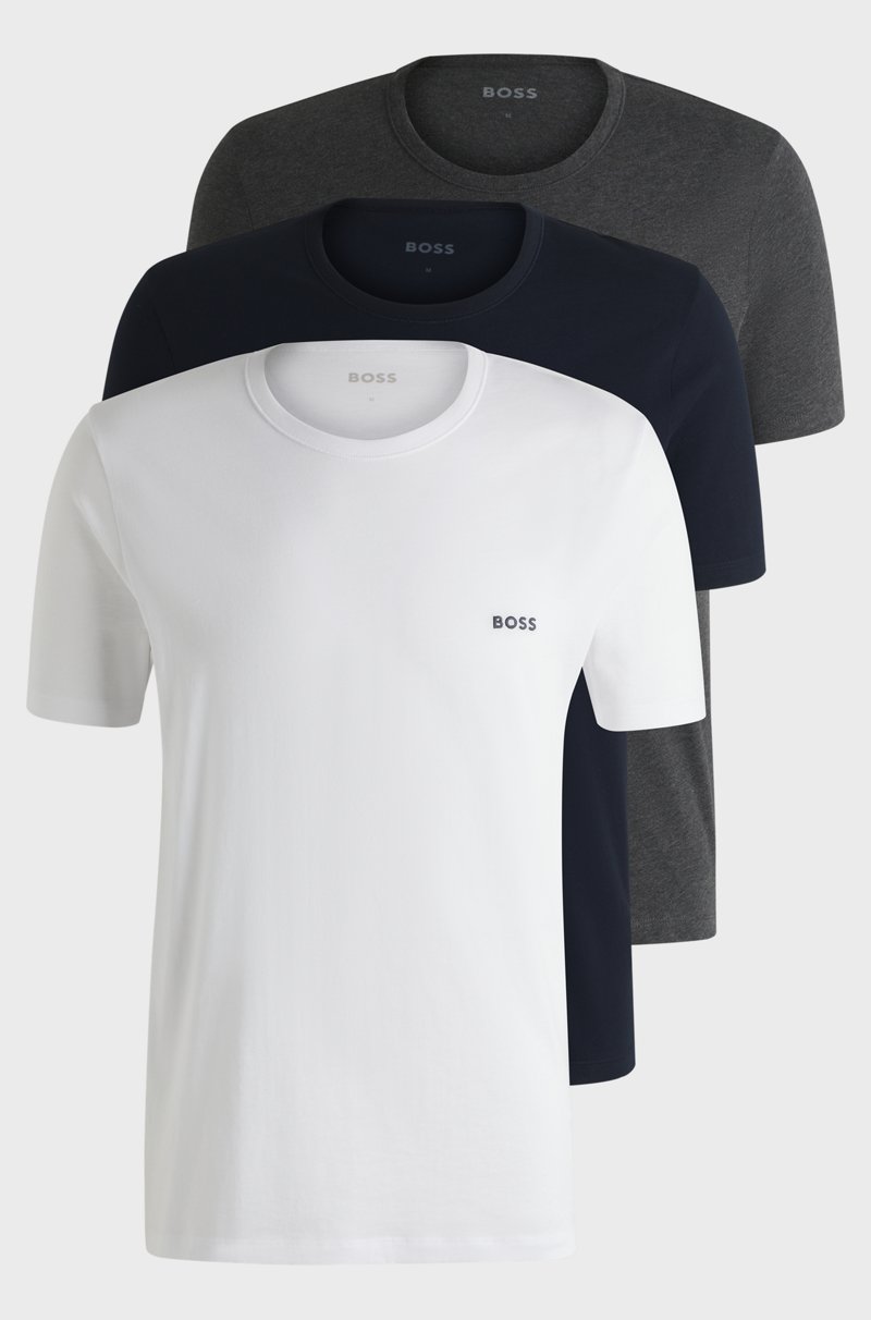 Hugo Boss Paquete de tres camisetas de algodón con logo bordado