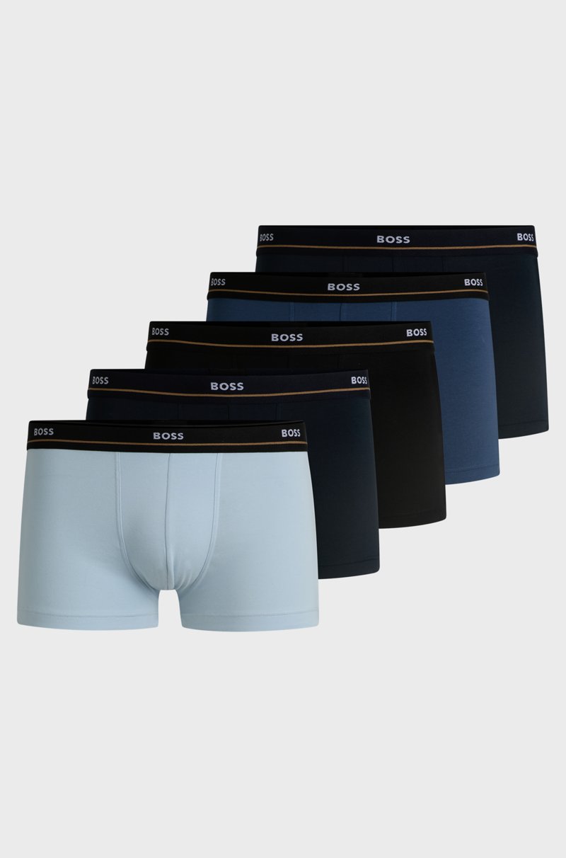 Hugo Boss Paquete de cinco calzoncillos de algodón elástico con logo en la cintura