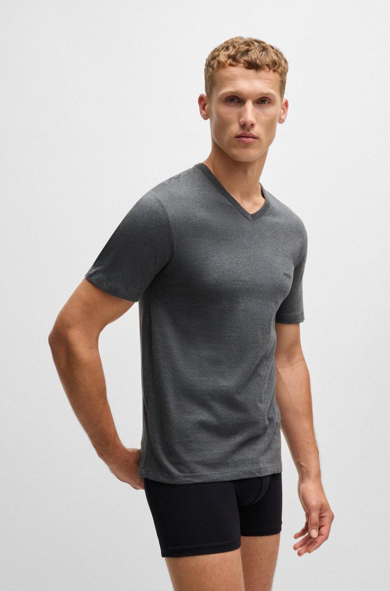 Hugo Boss Paquete de tres camisetas de punto de algodón con cuello en pico Venta caliente