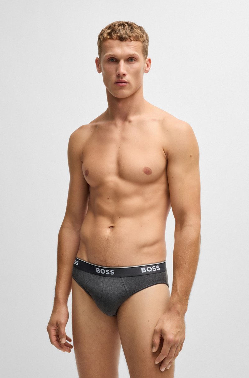Hugo Boss Paquete de tres slips en algodón elástico con logos en la cinturilla Gran oferta
