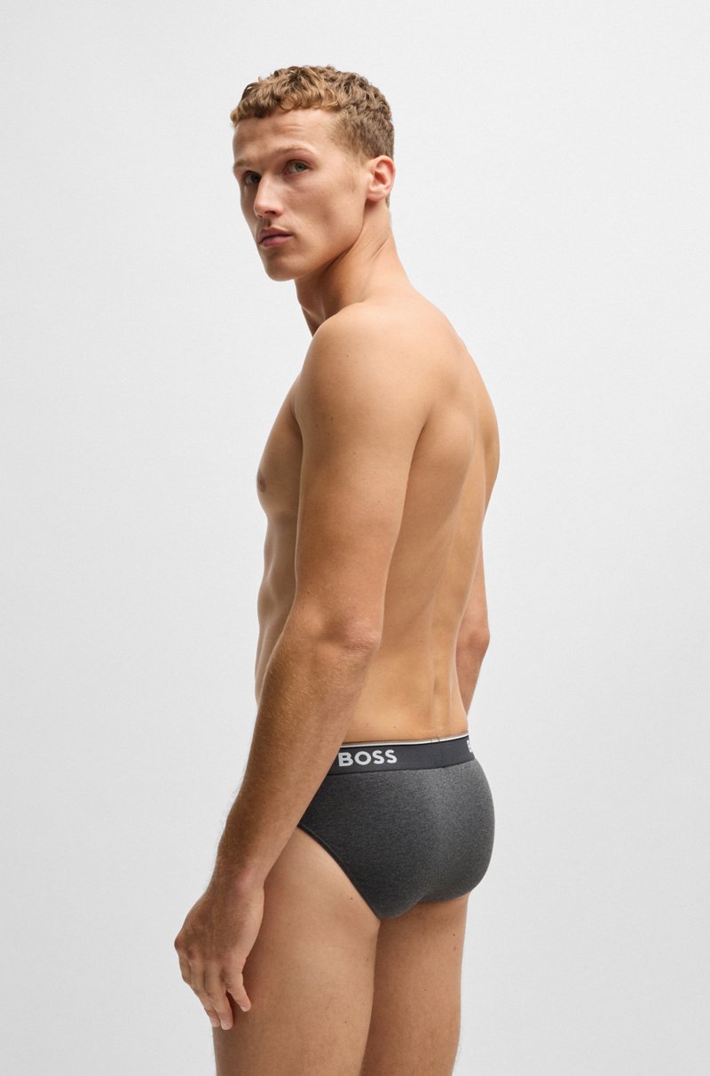 Hugo Boss Paquete de tres slips en algodón elástico con logos en la cinturilla Gran oferta