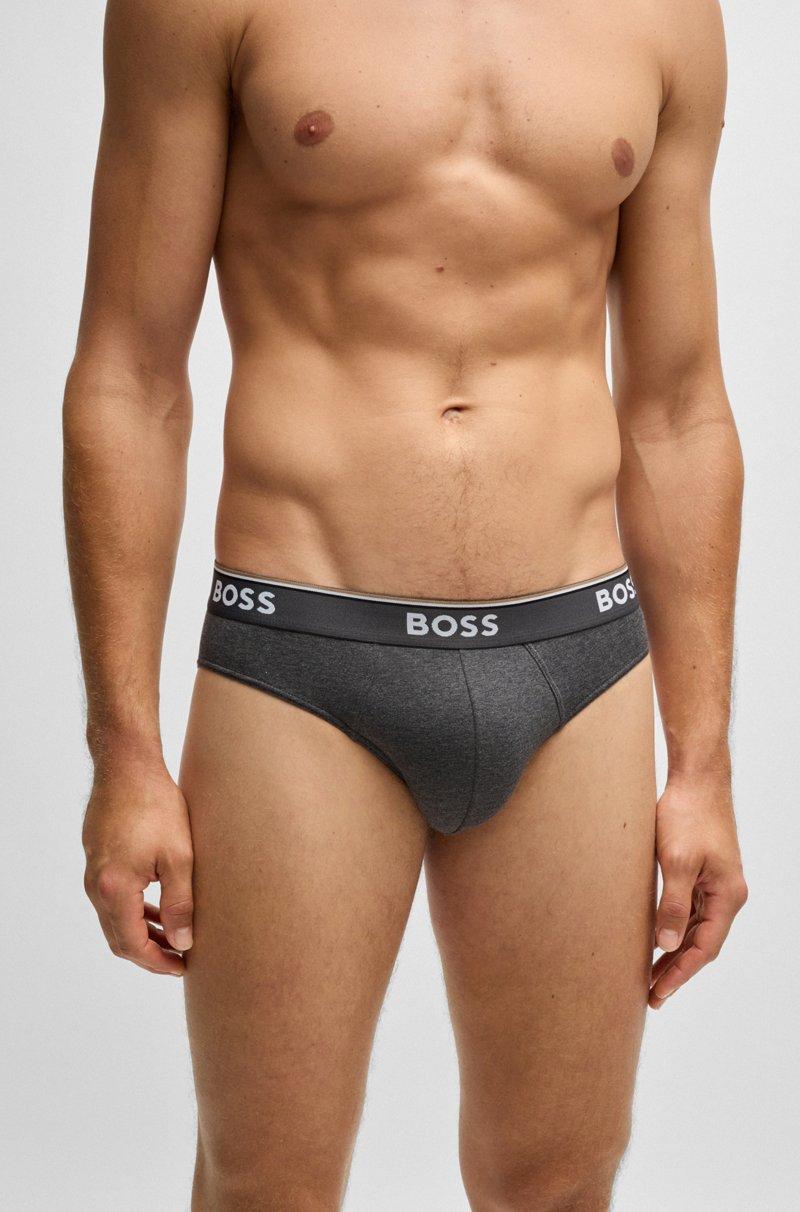 Hugo Boss Paquete de tres slips en algodón elástico con logos en la cinturilla Gran oferta