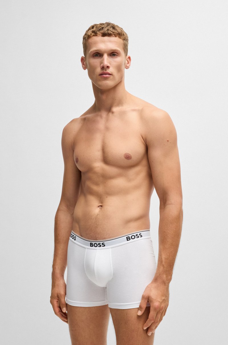 Hugo Boss Paquete de tres calzoncillos bóxer en algodón elástico con logos Rebajas baratas