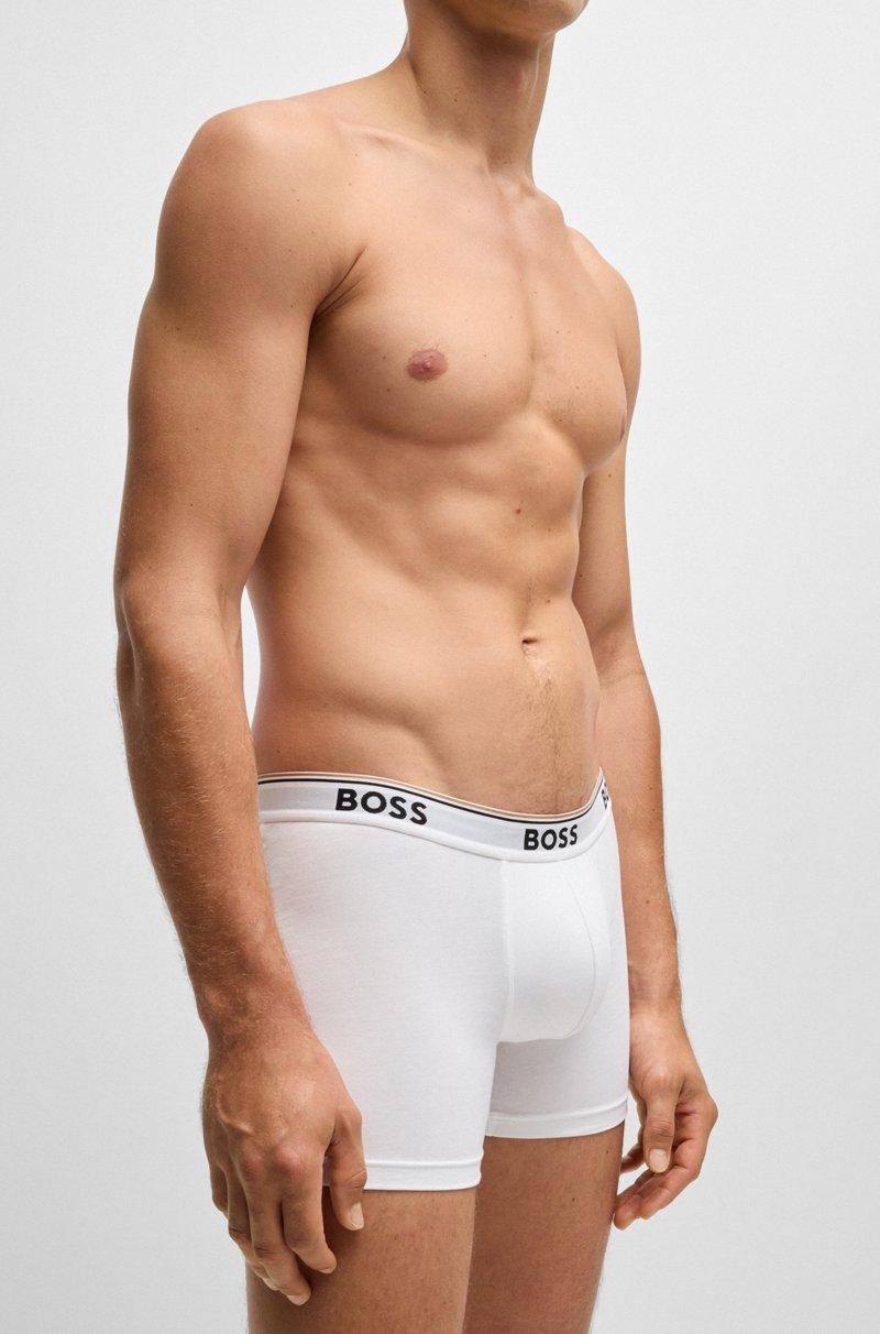 Hugo Boss Paquete de tres calzoncillos bóxer en algodón elástico con logos Rebajas baratas