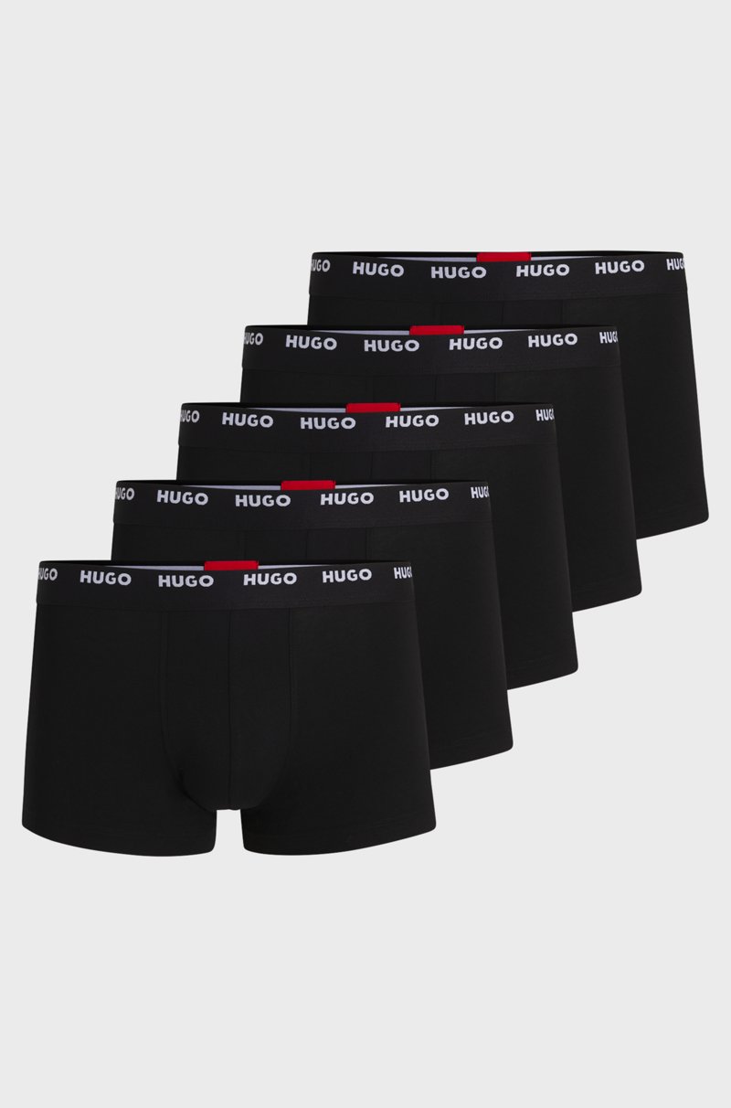 Hugo Boss Paquete de cinco calzoncillos de algodón elástico con logos en la cintura