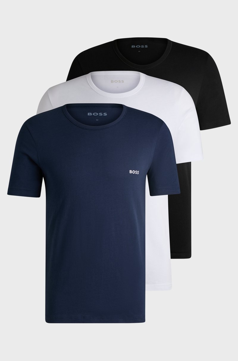 Hugo Boss Paquete de tres camisetas de algodón con logo bordado