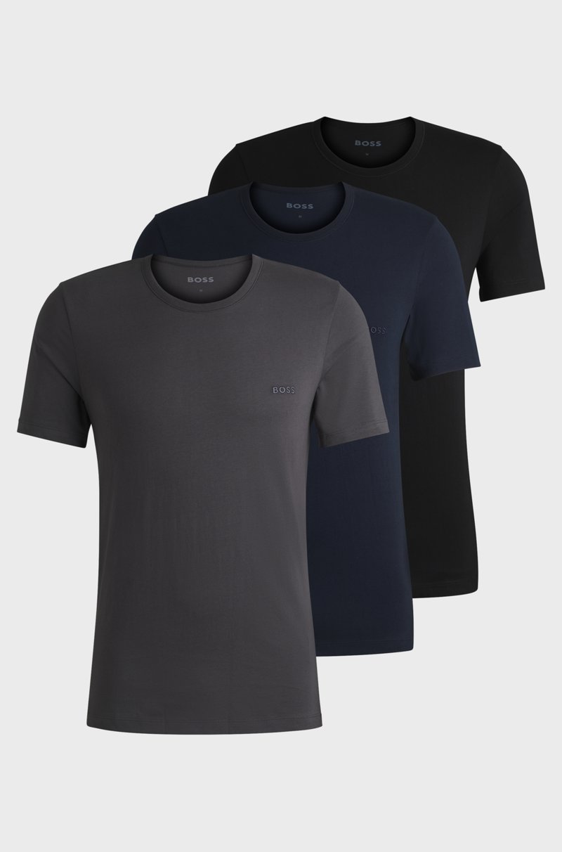 Hugo Boss Paquete de tres camisetas de algodón con logo bordado Envío gratis