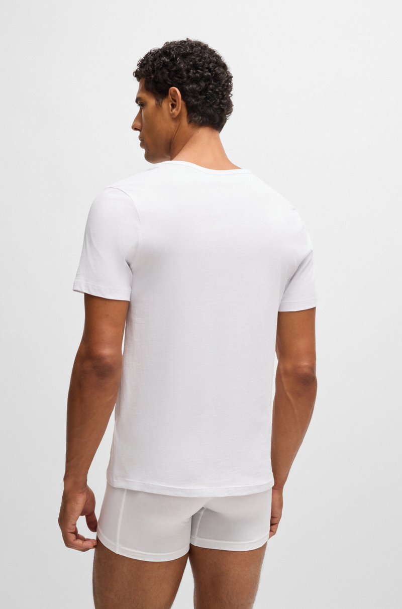 Hugo Boss Paquete de tres camisetas de punto de algodón con cuello en pico Oferta especial