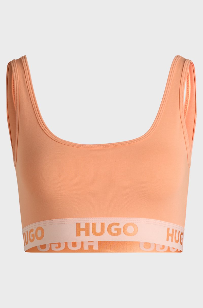 Hugo Boss Bralette de algodón elástico con logos en la cinta Oferta especial de fábrica