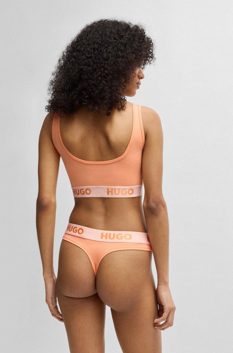Hugo Boss Bralette de algodón elástico con logos en la cinta Oferta especial de fábrica
