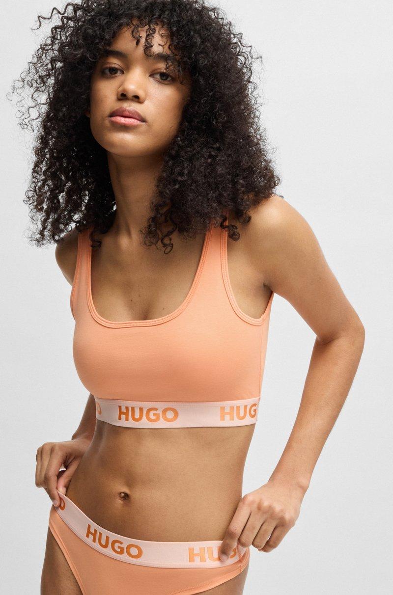 Hugo Boss Bralette de algodón elástico con logos en la cinta Oferta especial de fábrica