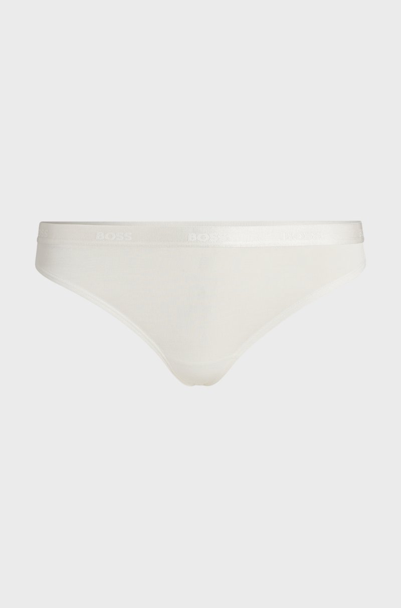 Hugo Boss Tanga de tiro bajo en punto elástico con cinturilla logotipada Superdescuento