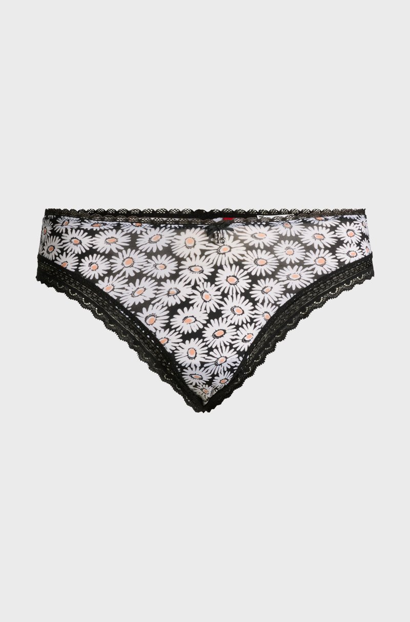 Hugo Boss Tanga con estampado de margaritas y ribetes de encaje Liquidación