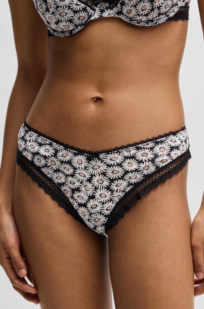 Hugo Boss Tanga con estampado de margaritas y ribetes de encaje Liquidación