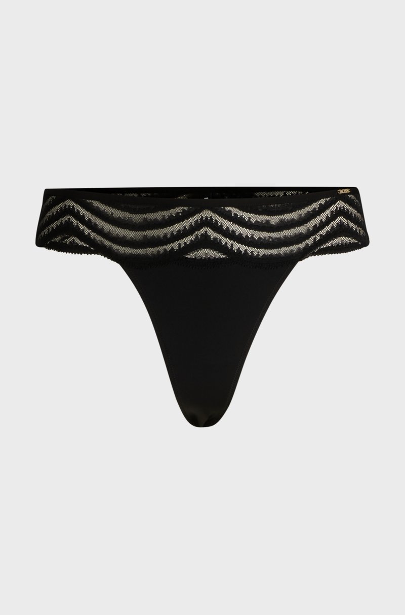 Hugo Boss Tanga con ribete de encaje y detalle de logo Tienda de fábrica