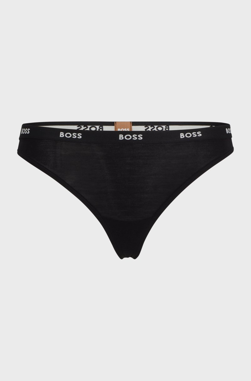 Hugo Boss Tanga de tiro bajo en punto elástico con cinturilla logotipada Ahorra y exporta