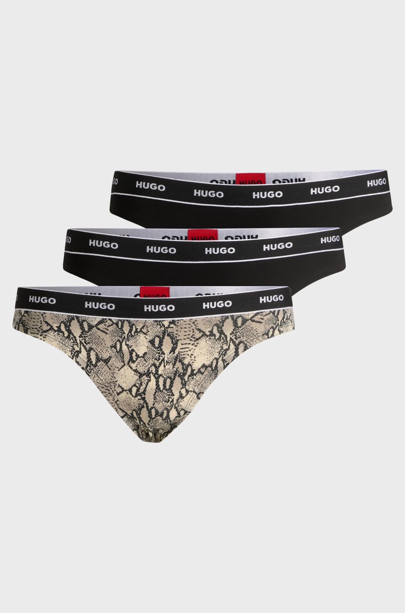 Hugo Boss Paquete de tres tangas en algodón elástico con logos en la cintura Descuentos del mes