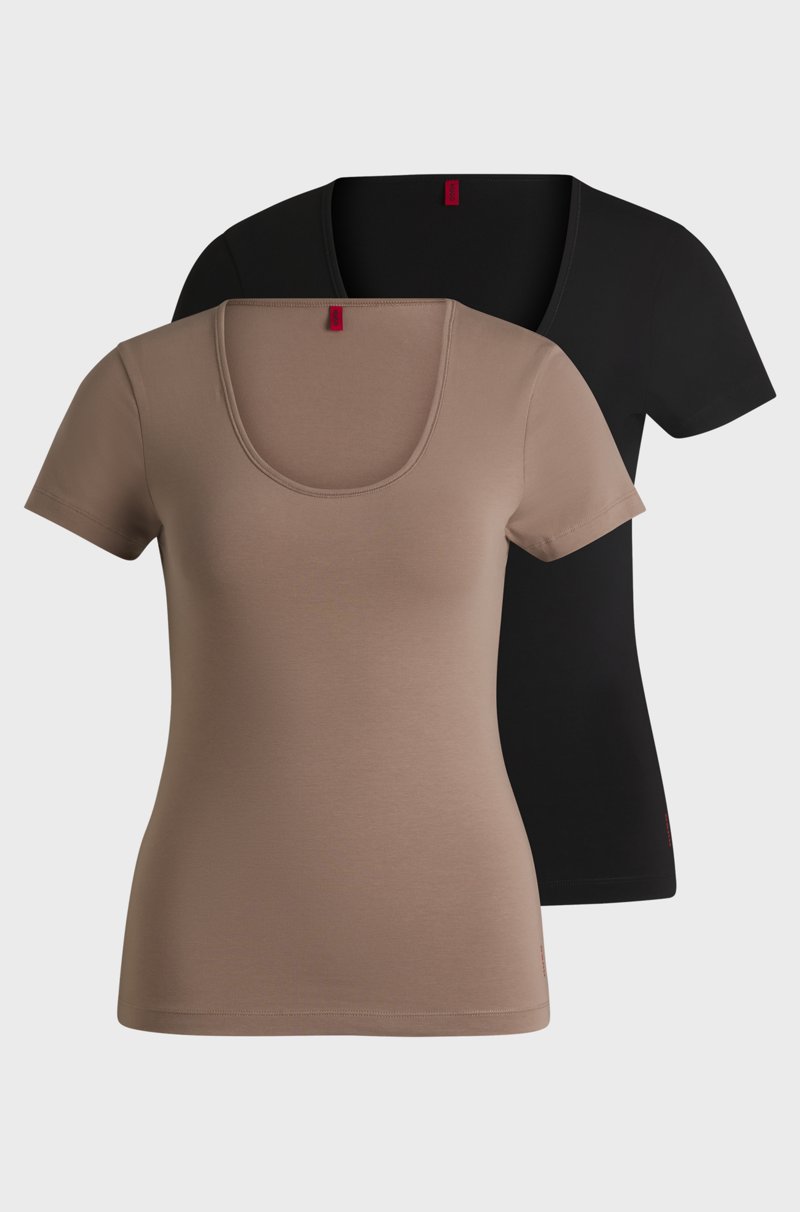 Hugo Boss Paquete de dos camisetas interiores de algodón elástico con logos Oferta exclusiva