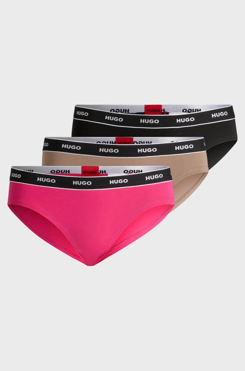 Hugo Boss Paquete de tres calzoncillos slip de algodón elástico con logos en la cintura Última moda