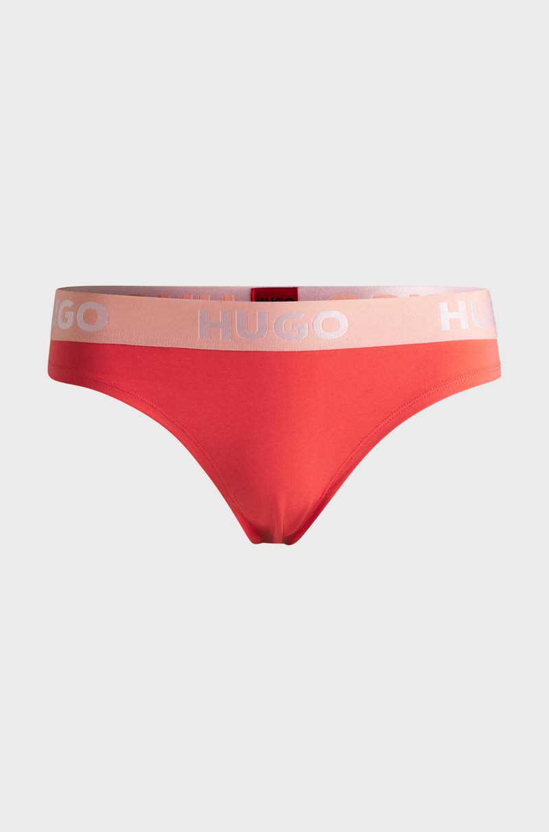 Hugo Boss Tanga de algodón elástico con logos en la cintura Ofertas de temporada