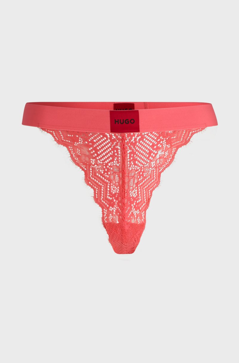 Hugo Boss Tanga de encaje con etiqueta con logo roja Grandes ahorros