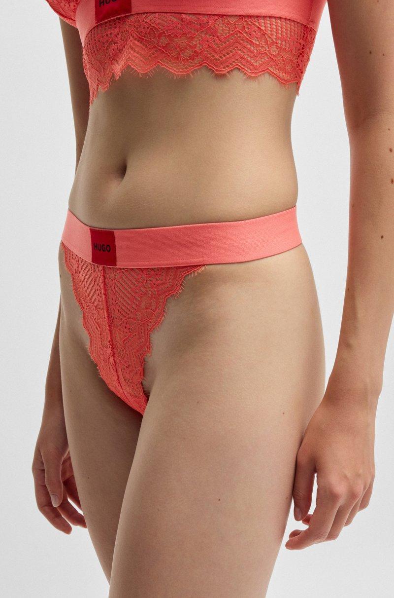 Hugo Boss Tanga de encaje con etiqueta con logo roja Grandes ahorros