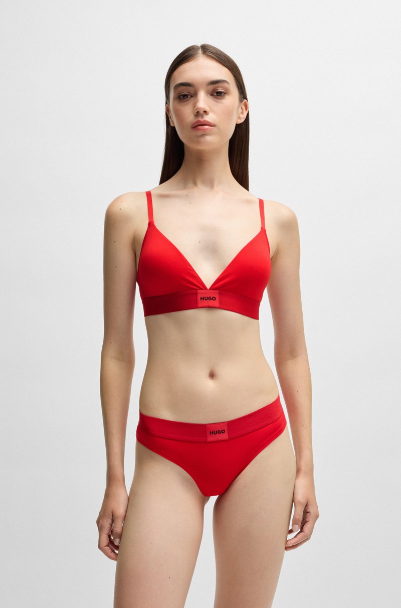 Hugo Boss Sujetador triangular de algodón elástico con etiqueta roja con logo