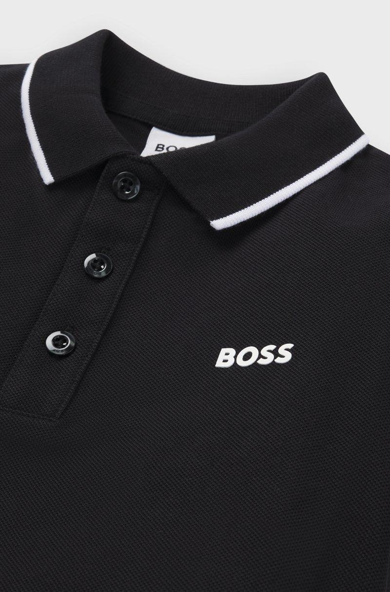 Hugo Boss Polo de piqué de algodón con logo estampado para niños Rebajas