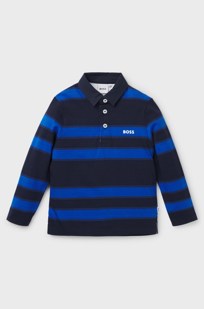 Hugo Boss Polo de manga larga a rayas con logo para niños Ofertas