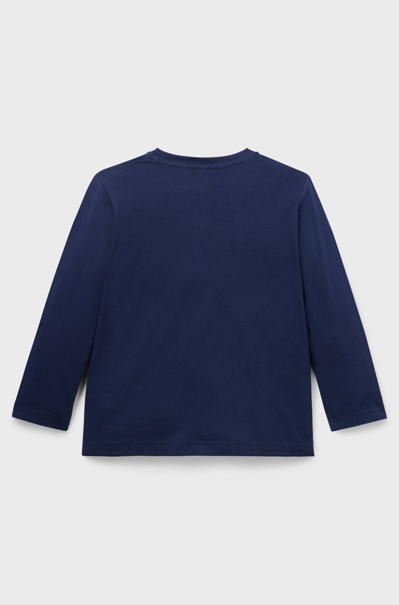 Hugo Boss Camiseta de manga larga para niños en algodón con logo en contraste Venta caliente