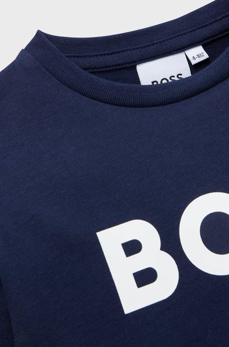 Hugo Boss Camiseta de manga larga para niños en algodón con logo en contraste Venta caliente